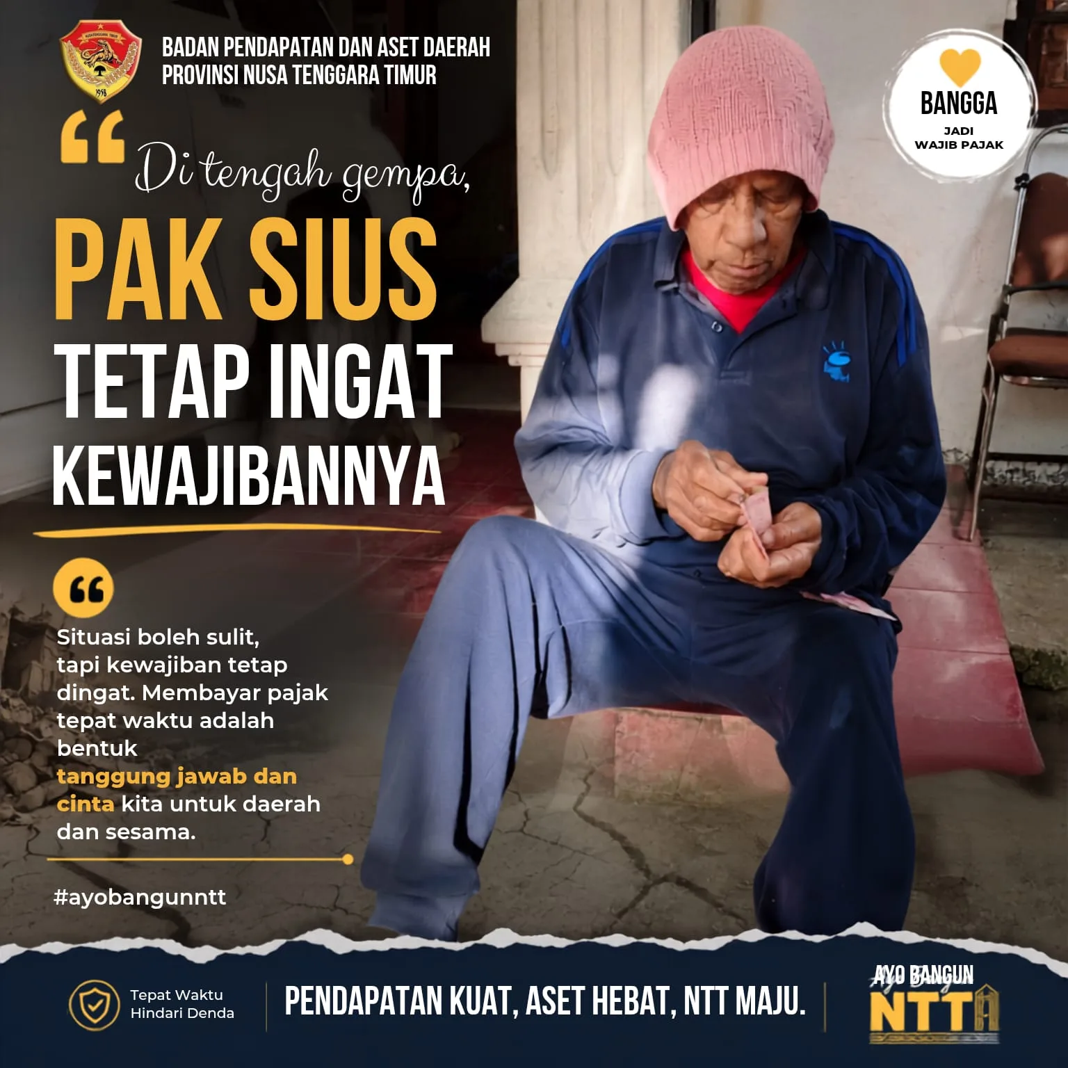 Di Tengah Gempa, Bapak Sius Tetap Tunaikan Kewajiban Pajak