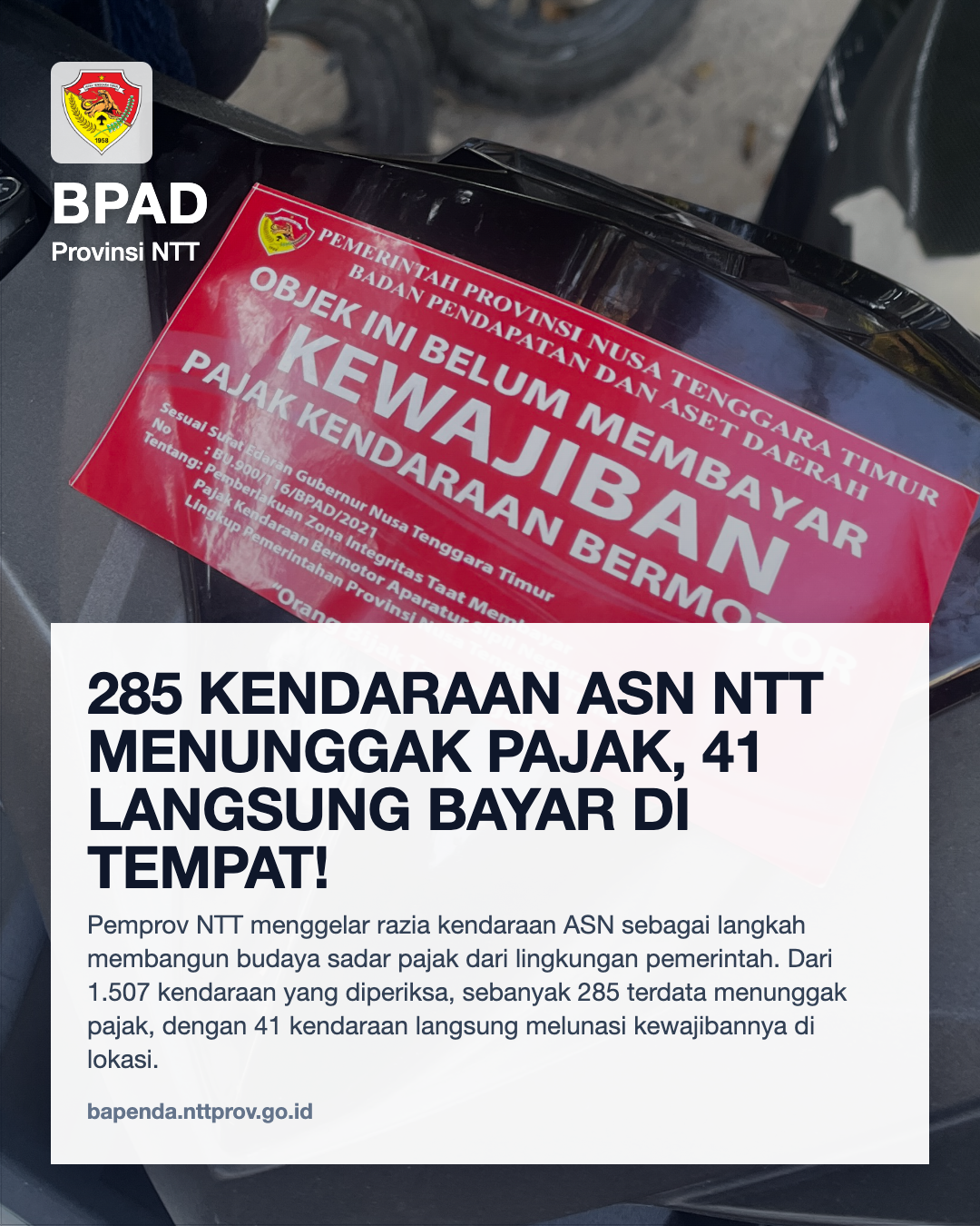 Pemprov NTT Gelar Razia Kendaraan Pribadi milik ASN