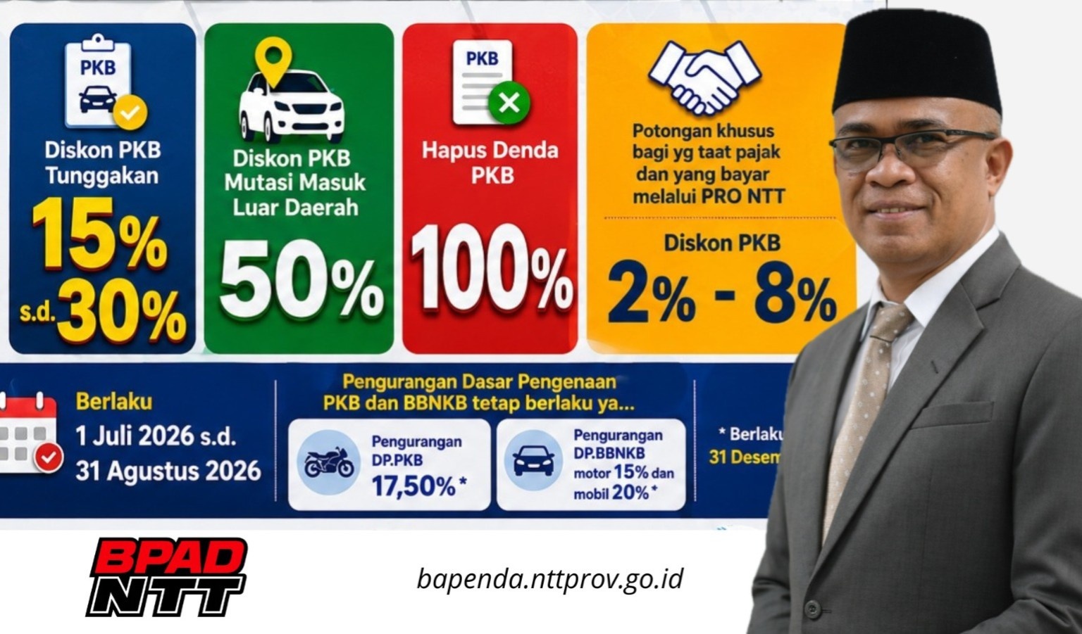 Kabar Gembira, Pemprov NTT Berlakukan Diskon PKB Hingga 50 Persen