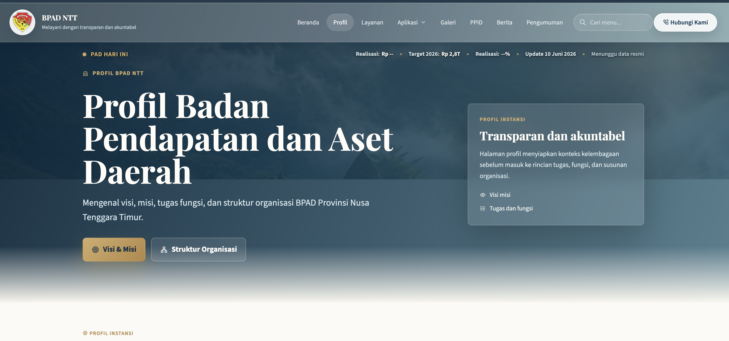Website BPAD Provinsi NTT