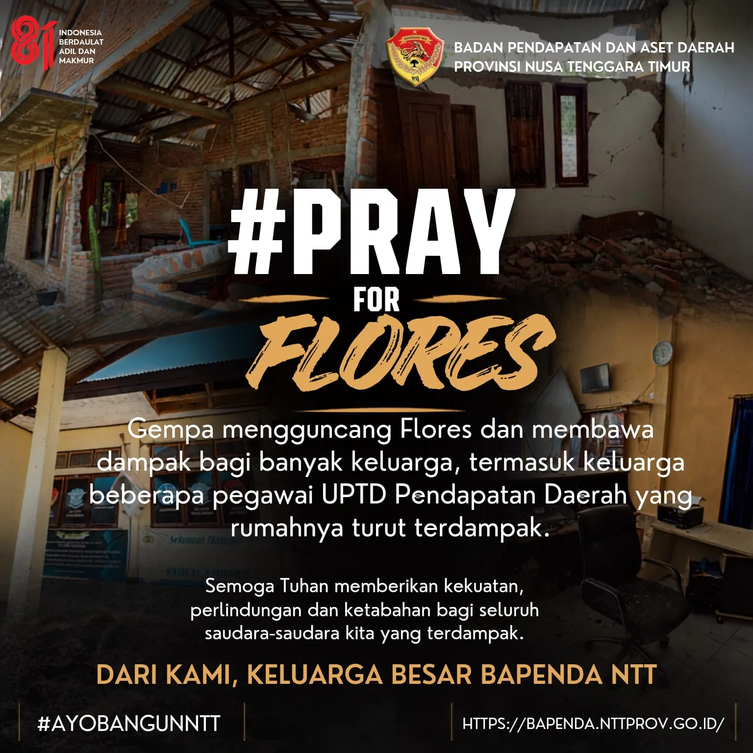Gempa M7,7 Guncang Flores, BPAD NTT Sampaikan Duka dan Solidaritas untuk Masyarakat serta Jajaran UPTD/Samsat Terdampak